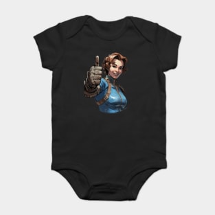 Vault Girl Thumbs Up Wasteland Baby Bodysuit